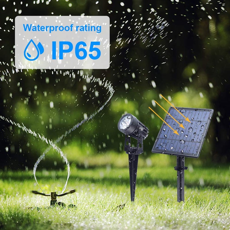 APONUO Metal Solar Spot Lights Outdoor with 9.8ft Cable Solar Powered Landscape Lighting Low Voltage IP65 Waterproof Auto On/Off for Outside Garden Yard Landscape Pathway Garage-Cool White(2-in-1) - Image 4
